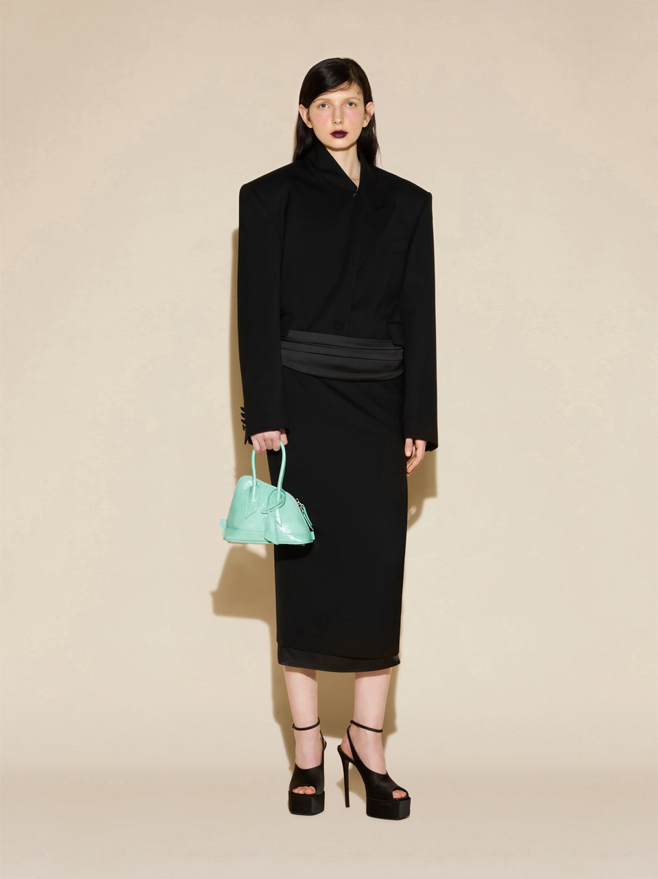 ‘‘La Sant Ambroeus Mini‘‘ aquamarine top handle