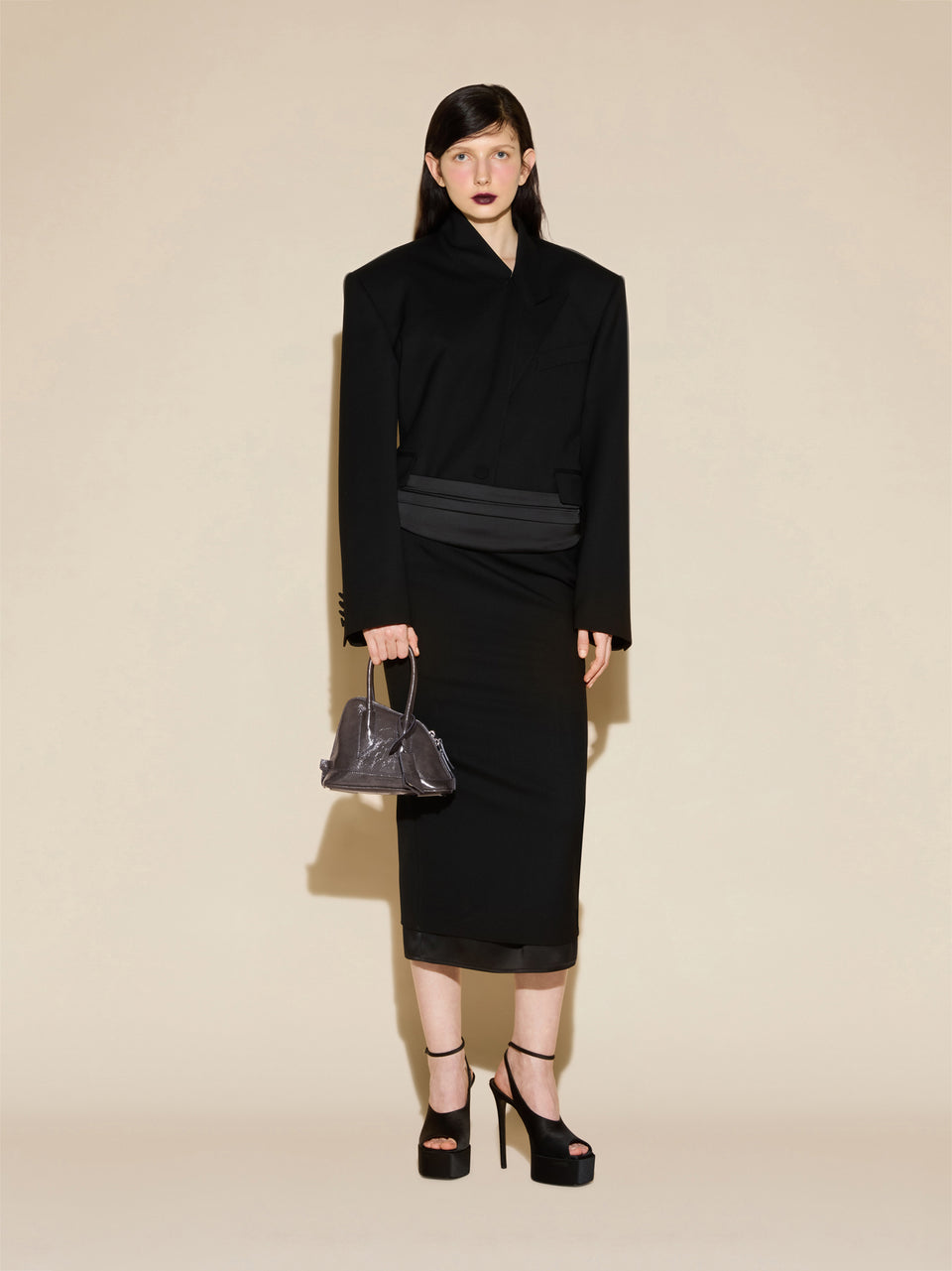 ‘‘La Sant Ambroeus Mini‘‘ pearl grey top handle