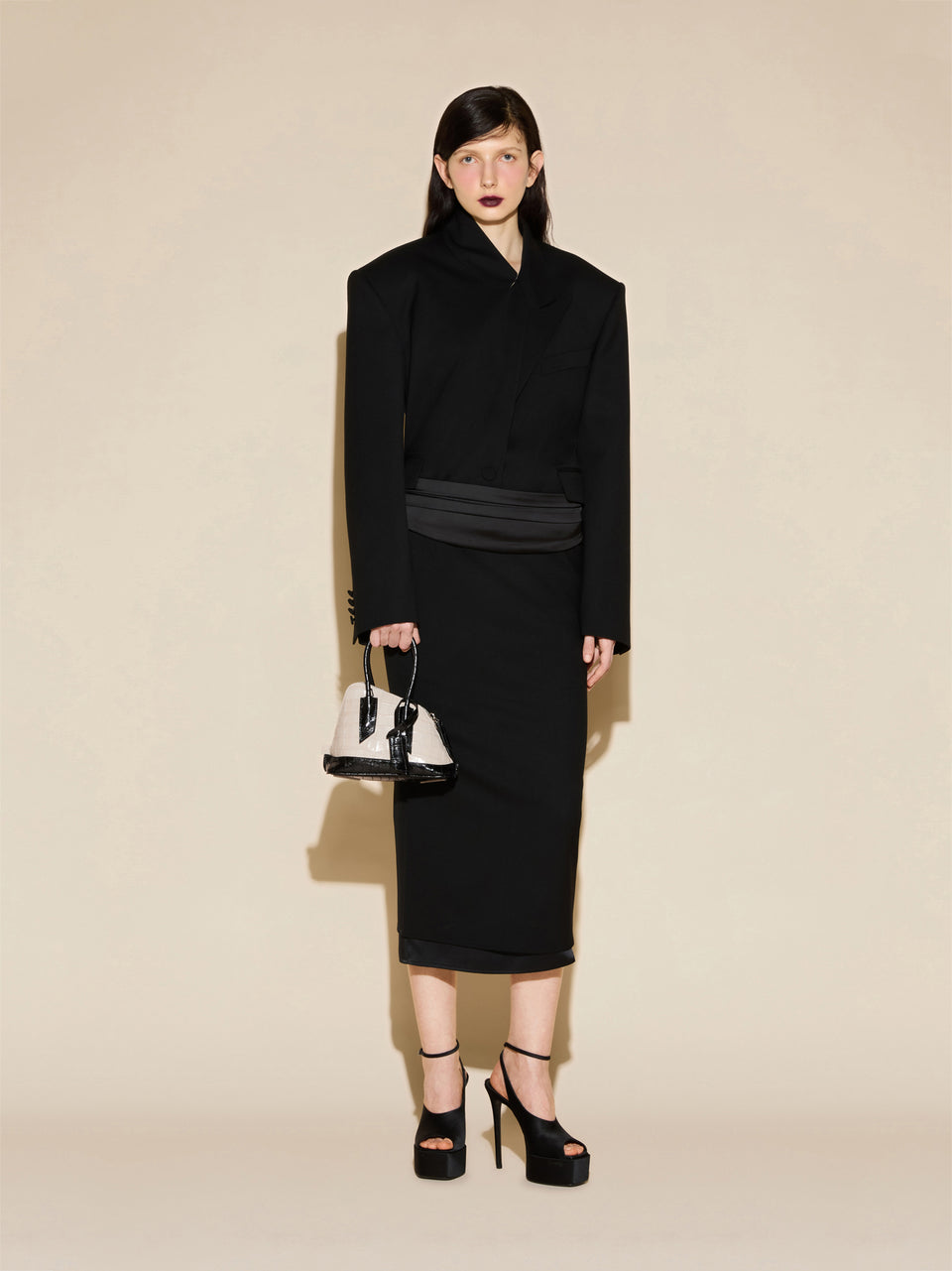 ‘‘La Sant Ambroeus Mini‘‘ beige and black top handle