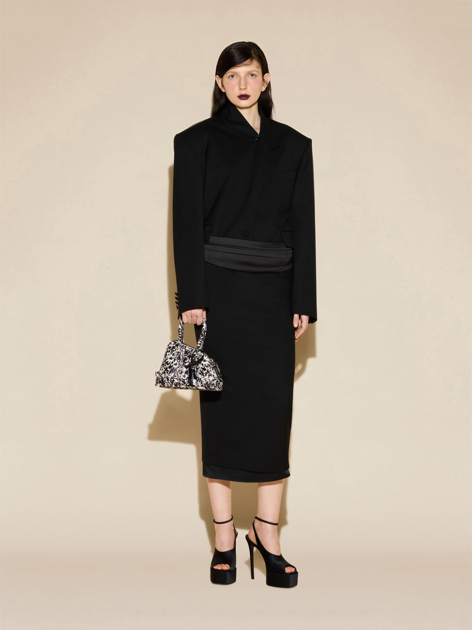 ‘‘La Sant Ambroeus Mini‘‘ white and black top handle