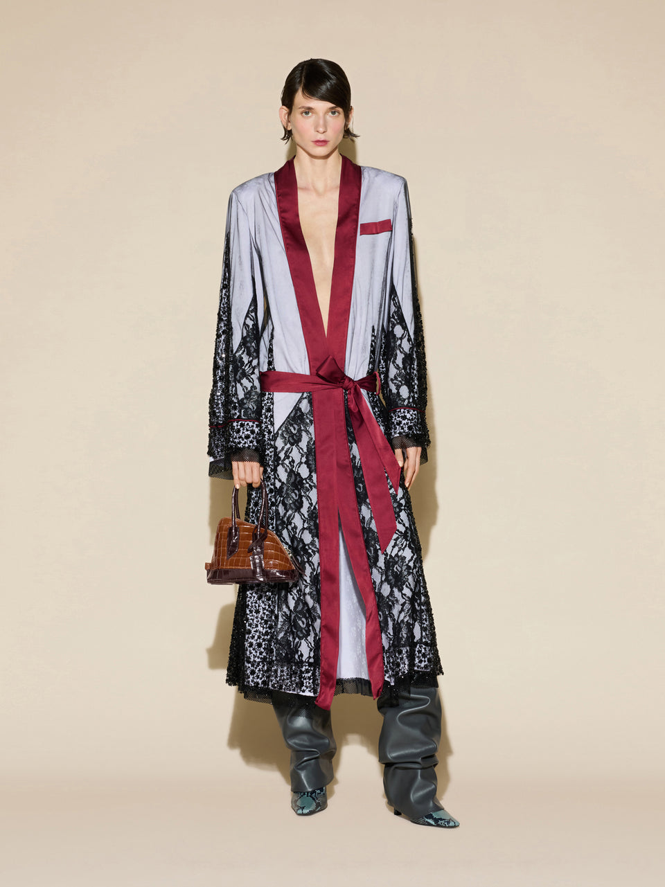 Black and lilac robe coat