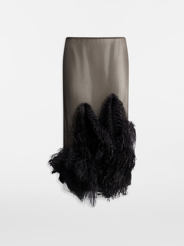 Black and brown midi skirt