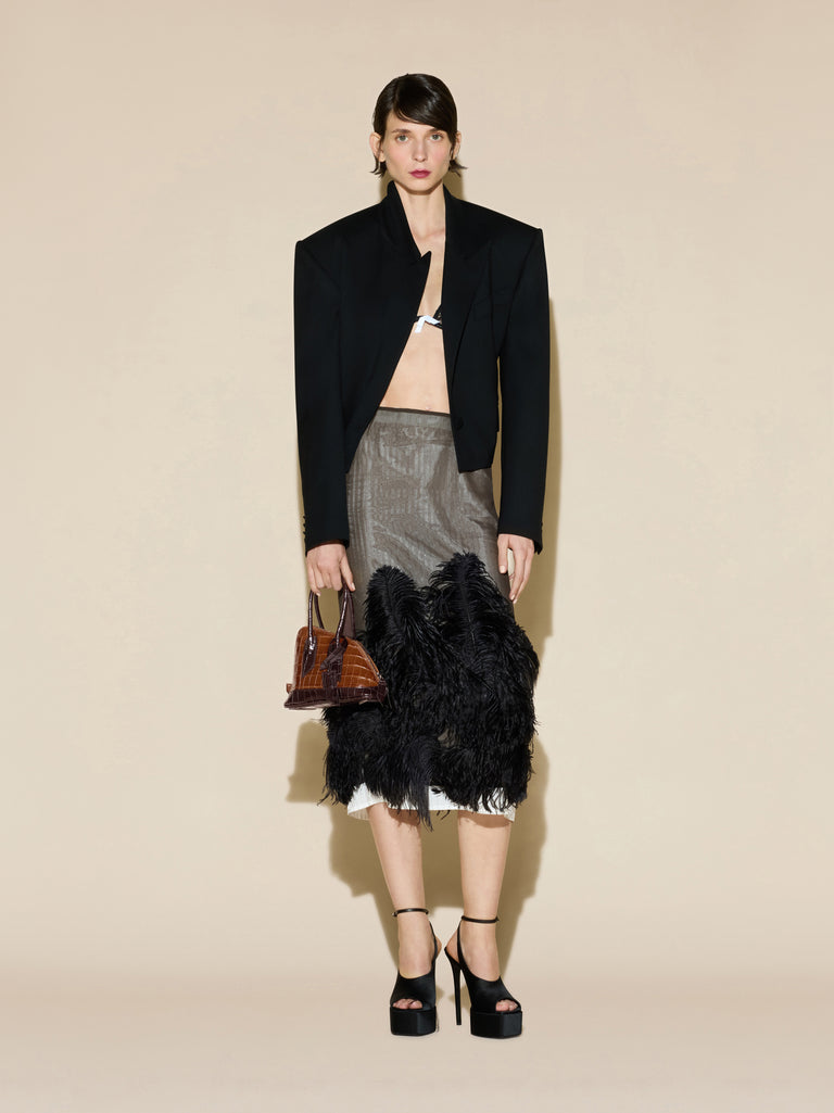 Black and brown midi skirt