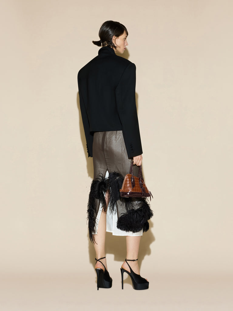 Black and brown midi skirt