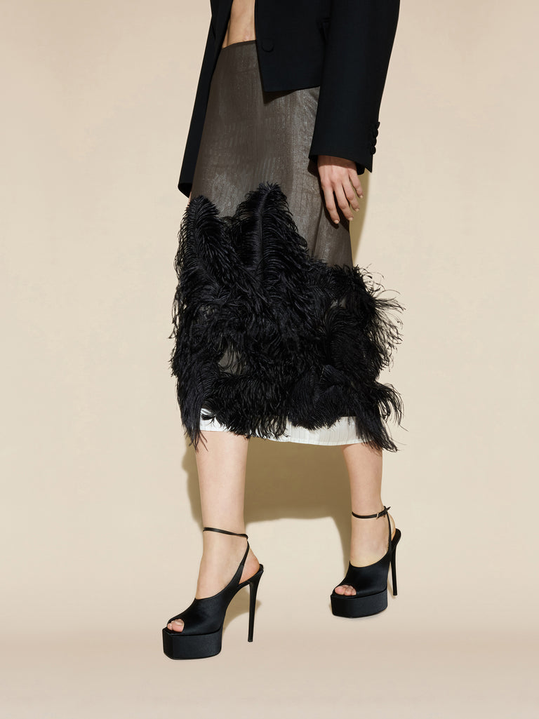Black and brown midi skirt