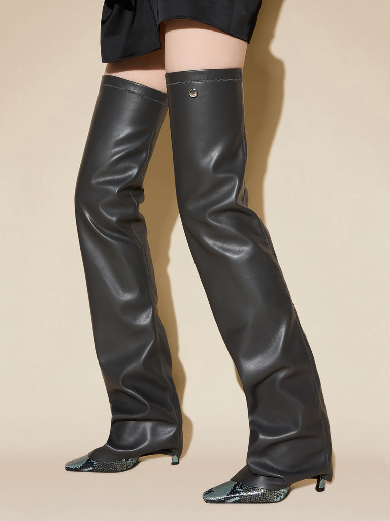 ‘‘Robin‘‘ grey thigh-high boot